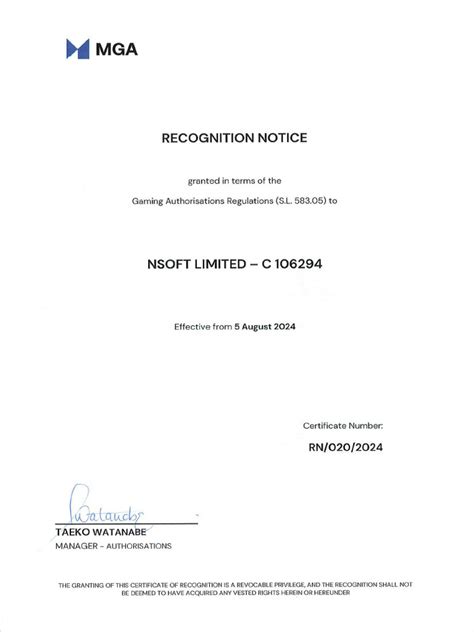 recognition notice mga|MGA: Updates Relating to the “New Recognition Notice .